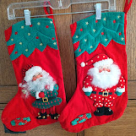CHRISTMAS STOCKINGS BUNDLE - (2) Handmade Super Cute! - Picture 1 of 2